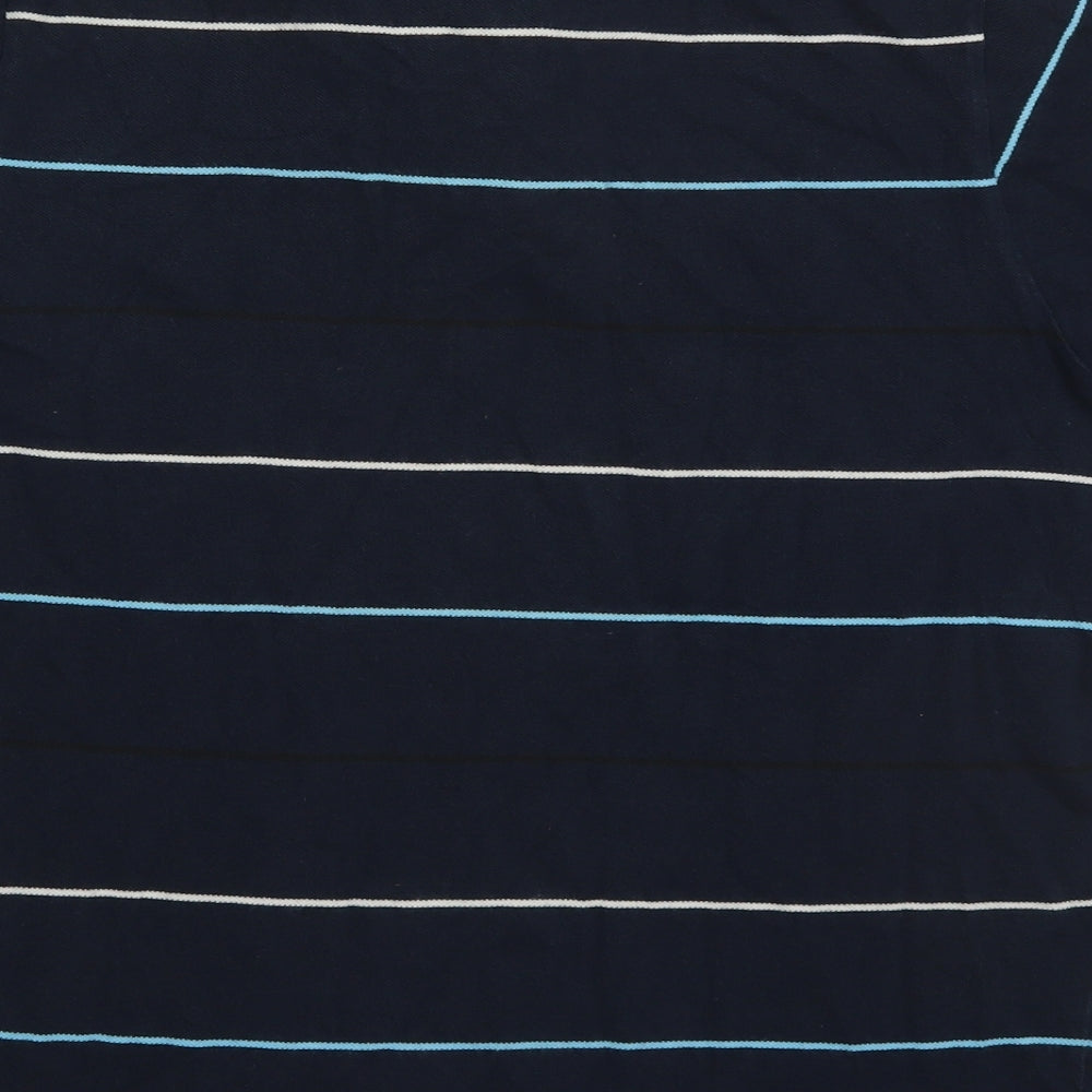Ban Sherman Mens Blue Striped Cotton  Polo Size XL Collared Pullover