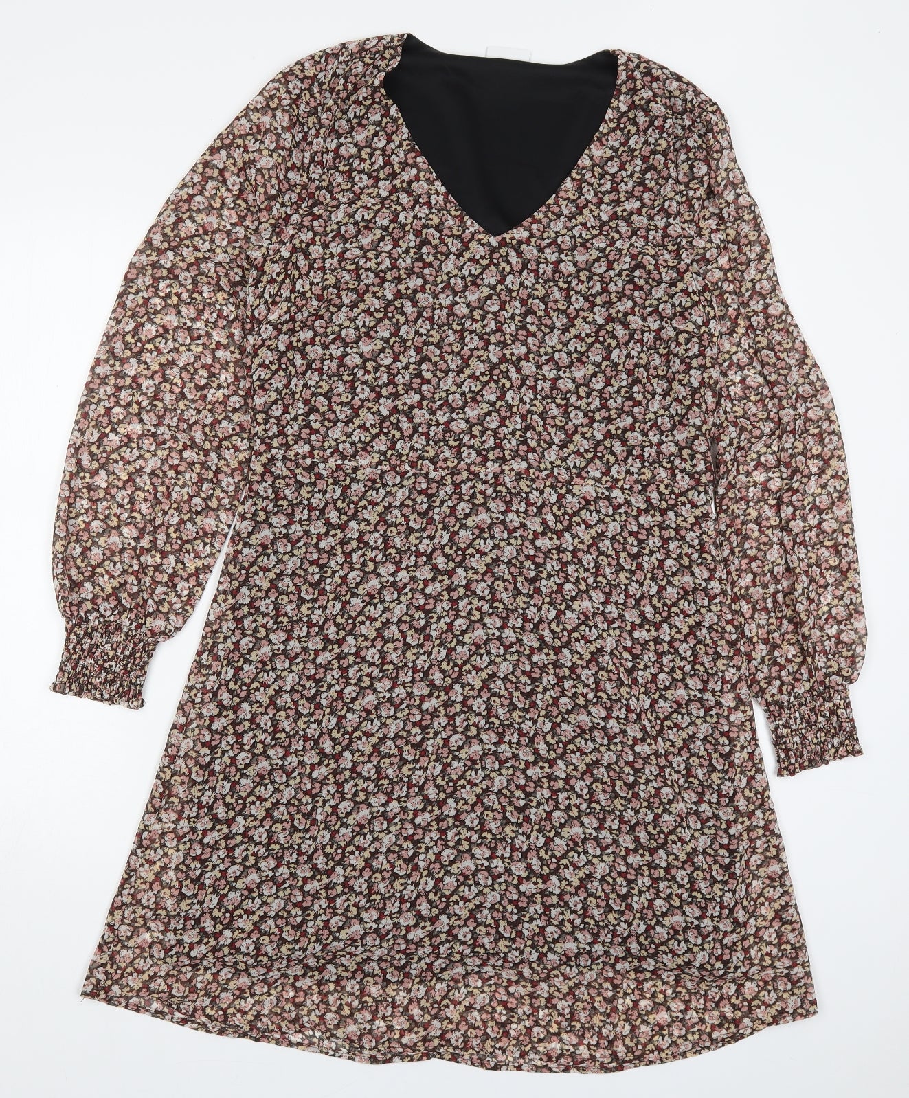 Villa Womens Multicoloured Floral Polyester A-Line  Size 8  V-Neck Pullover