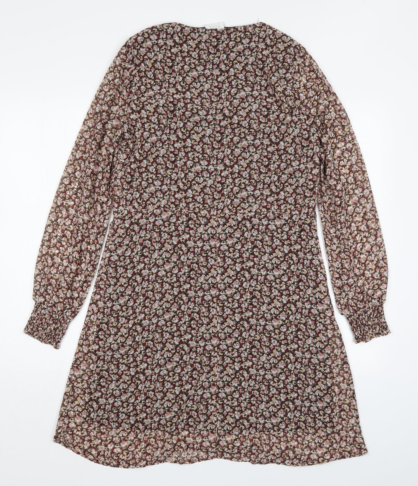 Villa Womens Multicoloured Floral Polyester A-Line  Size 8  V-Neck Pullover