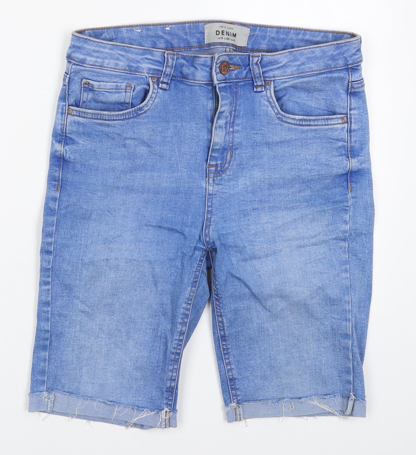 Denim Co Womens Blue  Cotton Cut-Off Shorts Size 10 L9 in Regular Button