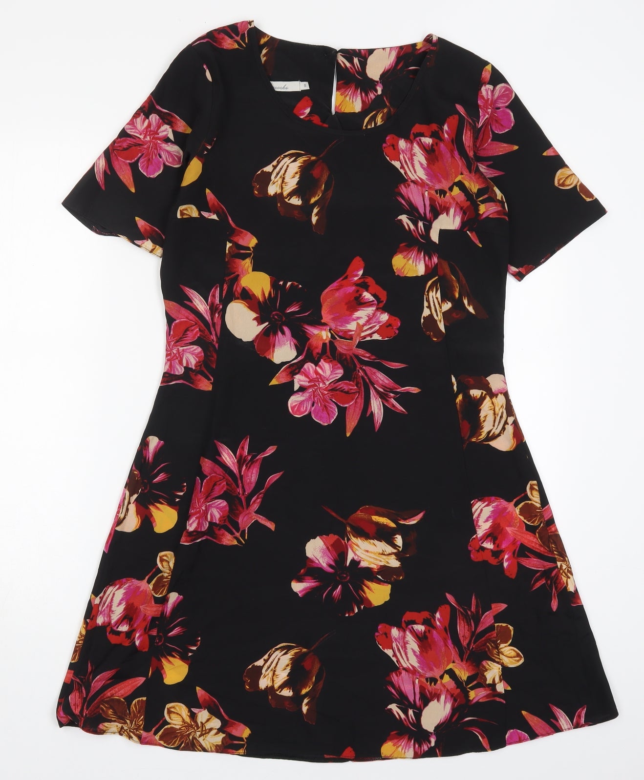 Peacocks Womens Multicoloured Floral Polyester Skater Dress  Size 10  Round Neck Button