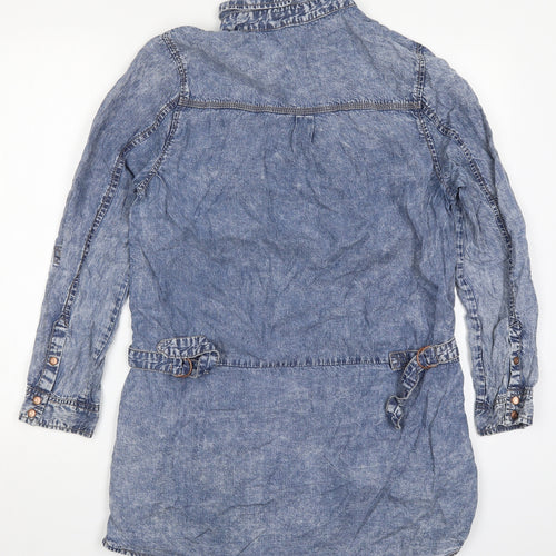 New Look Womens Blue  Lyocell Shirt Dress  Size 12  Collared Button
