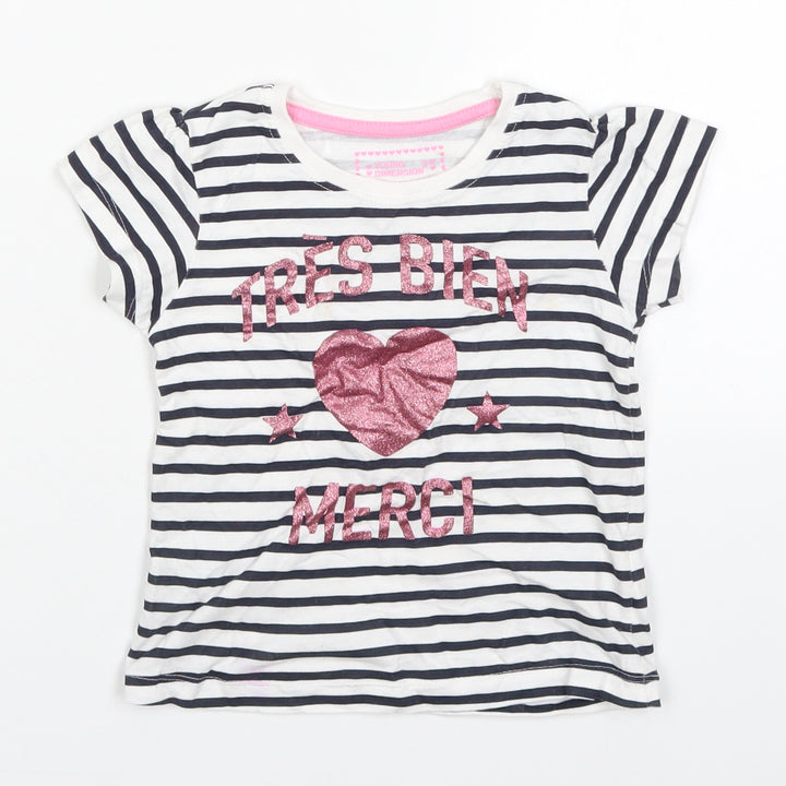 Young Dimension Girls Multicoloured Spotted Cotton Basic T-Shirt Size 4-5 Years Crew Neck Pullover - Tres Bien Merci