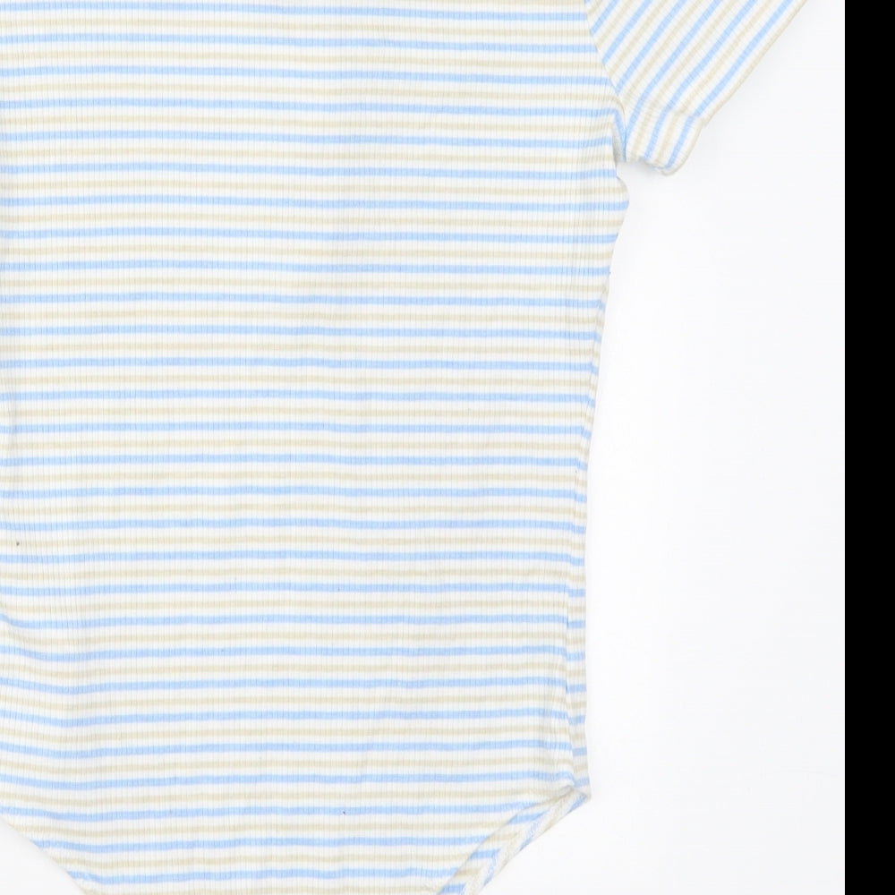 Primark Womens Blue Striped Polyester Bodysuit One-Piece Size 10  Button