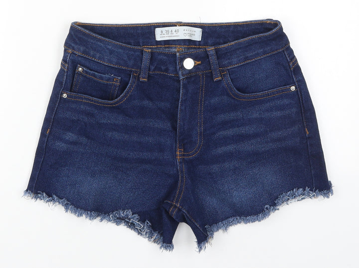 Denim Co Womens Blue Cotton Hot Pants Shorts Size 8 L3 in Regular Button