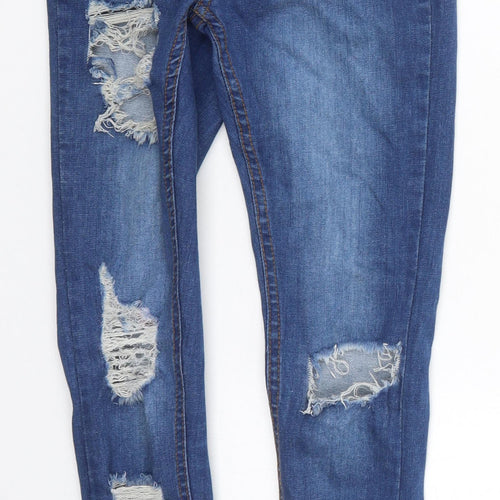 Naanaa Womens Blue  Cotton Skinny Jeans Size 6 L26 in Regular Button
