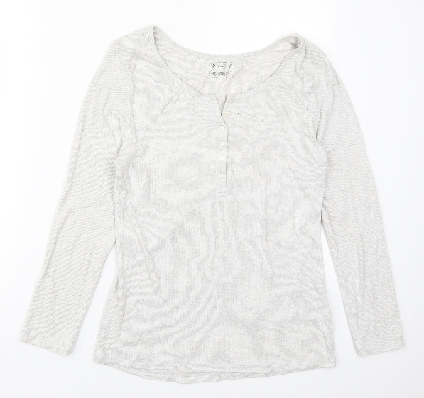 F&F Womens Grey Solid Modal Top Pyjama Top Size 16
