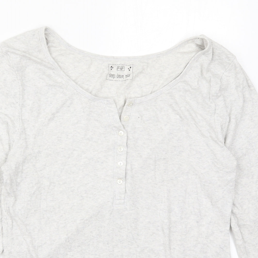 F&F Womens Grey Solid Modal Top Pyjama Top Size 16