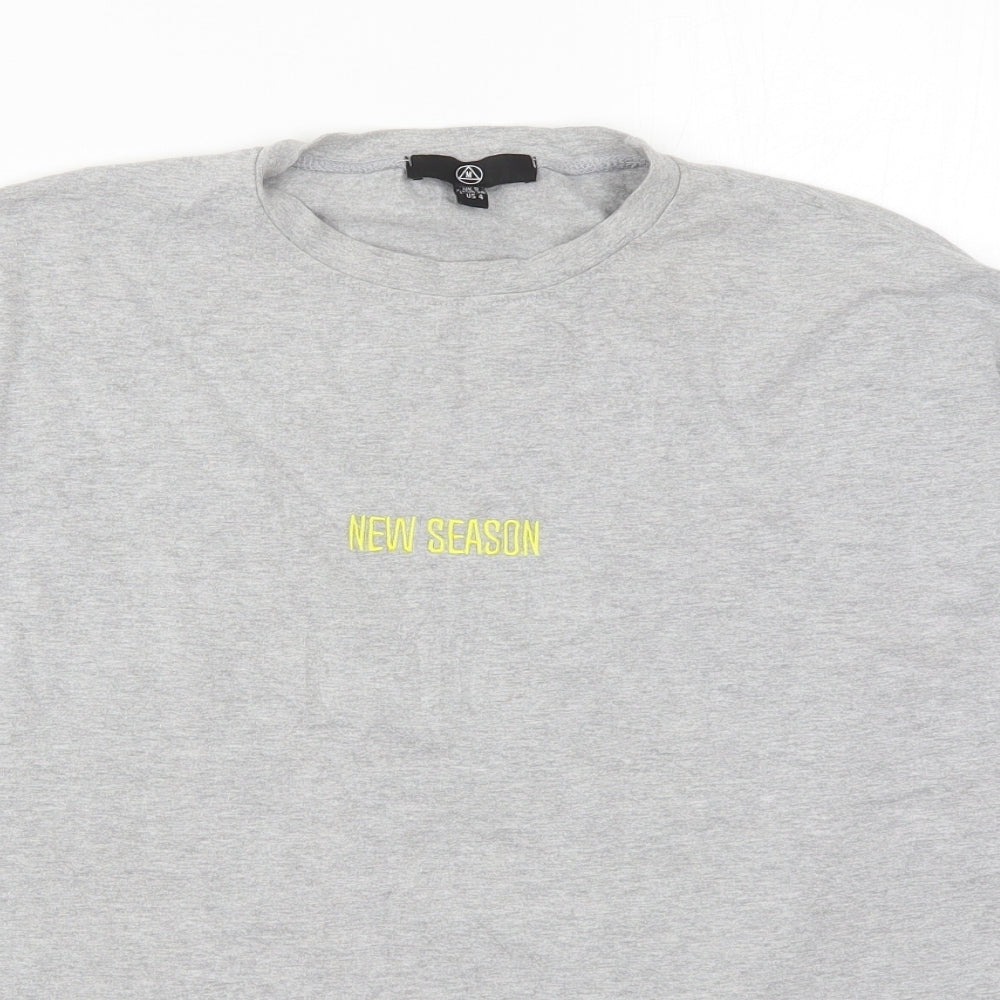 Missguided Womens Grey  Polyester Basic T-Shirt Size 8 Crew Neck - New Season
