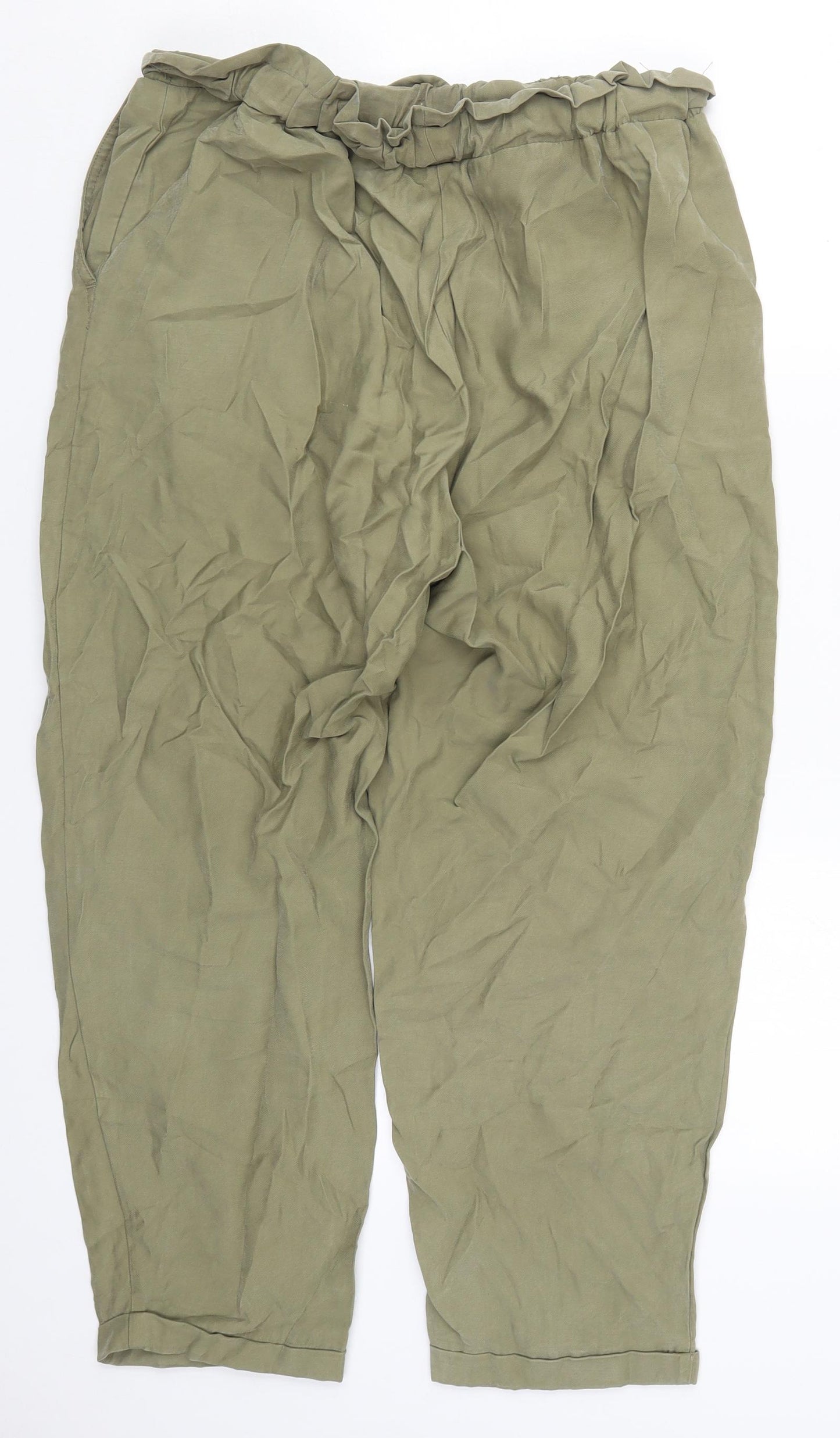 Zara Womens Green  Viscose Trousers  Size L L25 in Regular