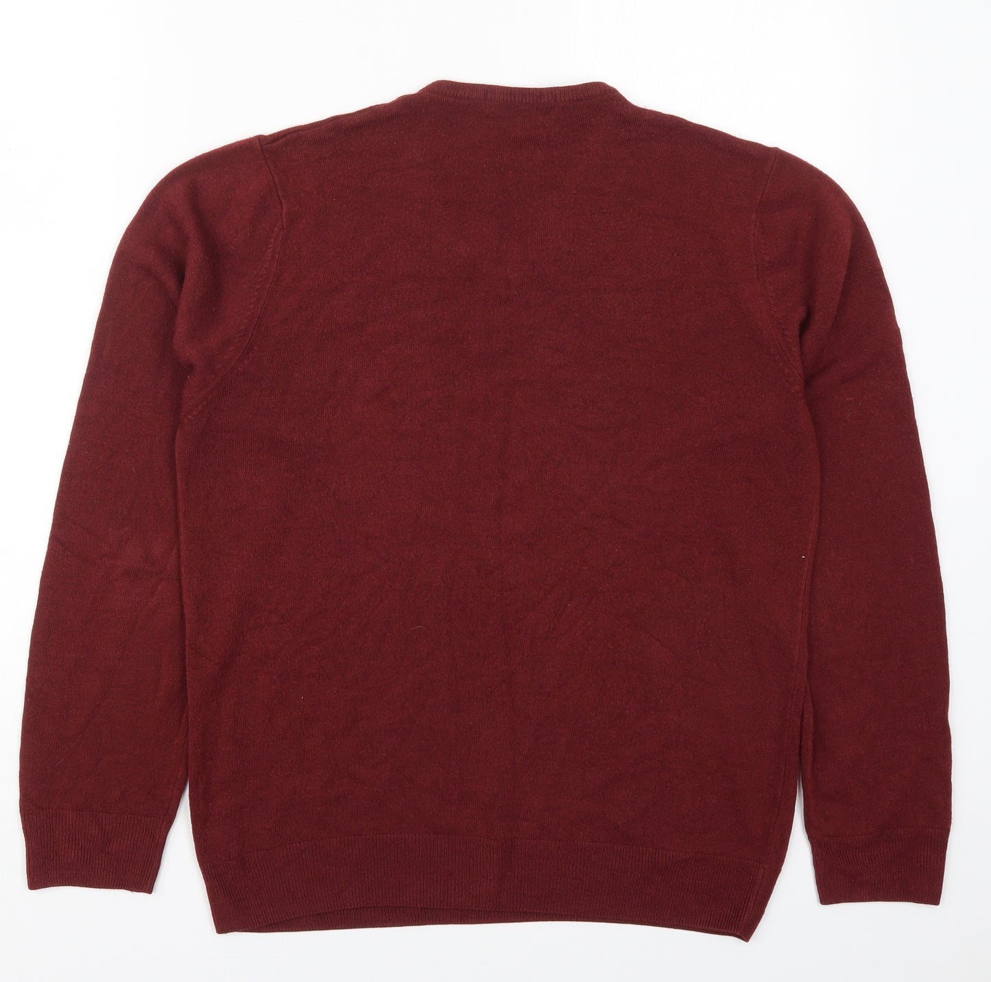 Marks and Spencer Mens Red V-Neck  Acrylic Pullover Jumper Size M
