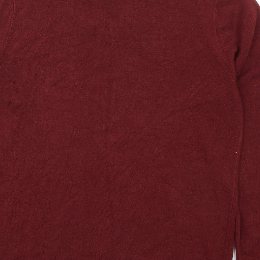 Marks and Spencer Mens Red V-Neck  Acrylic Pullover Jumper Size M