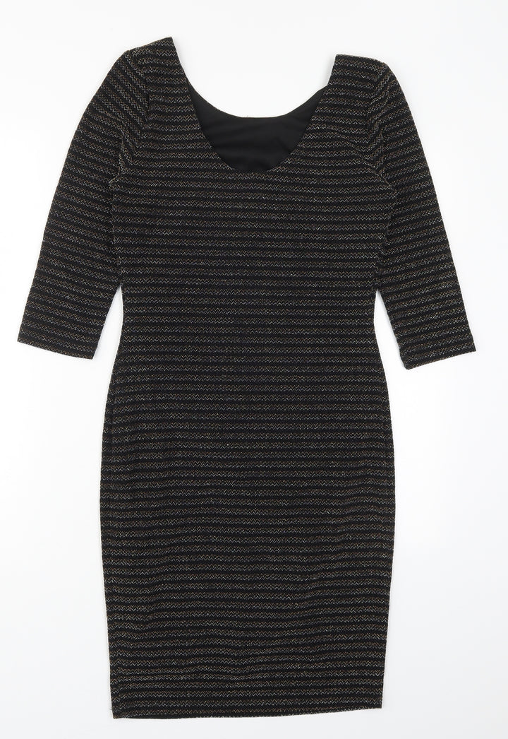 George Womens Multicoloured Striped Nylon Bodycon Size 10 Scoop Neck Pullover
