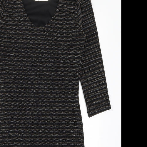George Womens Multicoloured Striped Nylon Bodycon  Size 10  Scoop Neck Pullover