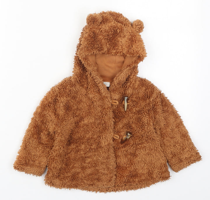 NEXT Baby Brown   Jacket  Size 9-12 Months   Button - Ears on Hood