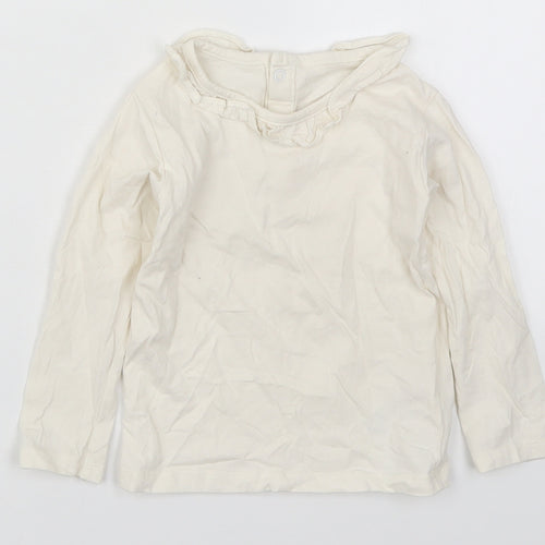 Marks and Spencer Girls White  Cotton Basic T-Shirt Size 18-24 Months Round Neck Pullover