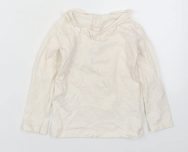 Marks and Spencer Girls White Cotton Basic T-Shirt Size 18-24 Months Round Neck Pullover