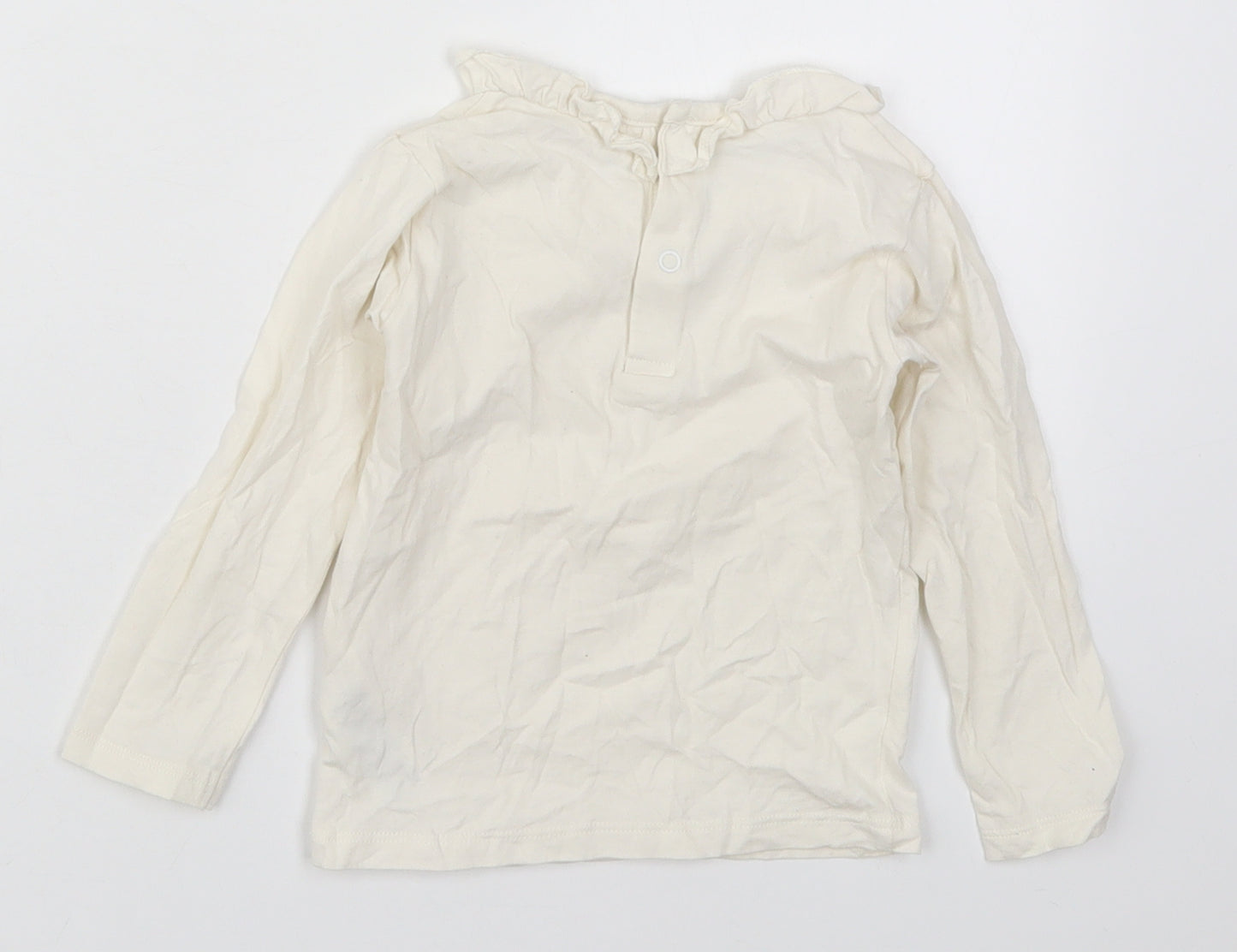 Marks and Spencer Girls White  Cotton Basic T-Shirt Size 18-24 Months Round Neck Pullover
