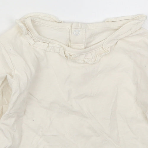 Marks and Spencer Girls White  Cotton Basic T-Shirt Size 18-24 Months Round Neck Pullover