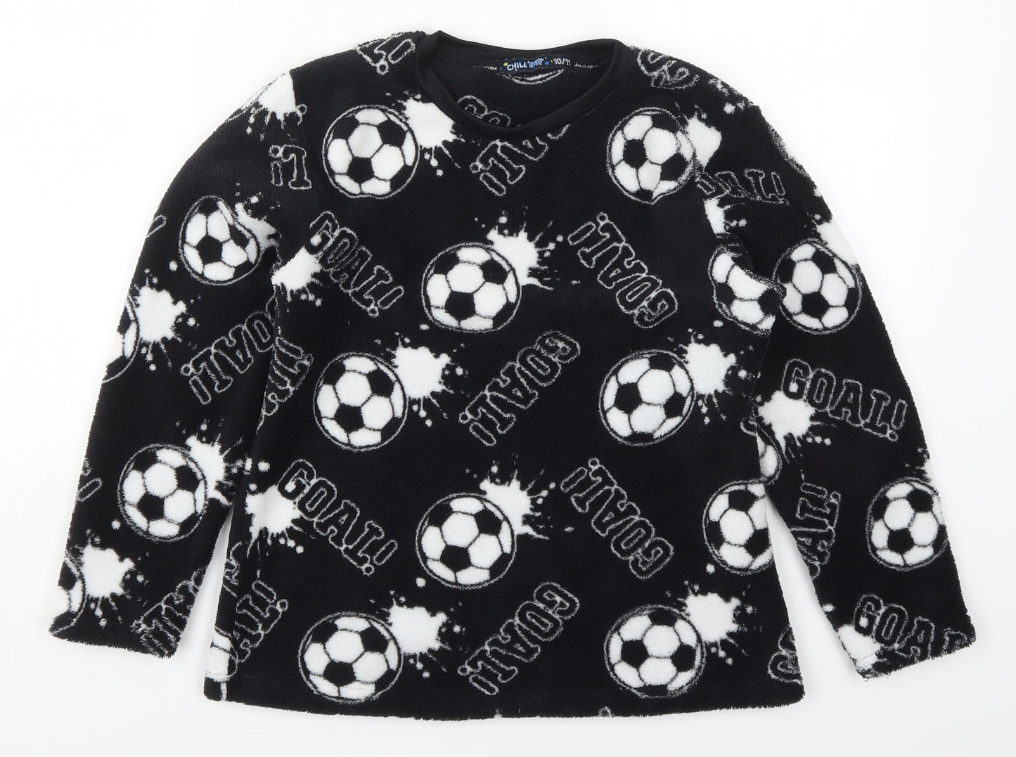 B&M Boys Black Solid Polyester  Pyjama Top Size 10-11 Years  Pullover - Football Goal