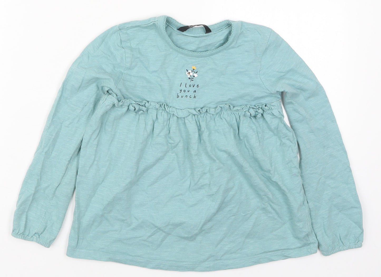 George Girls Blue  Cotton Basic T-Shirt Size 4-5 Years Crew Neck Pullover - I Love You a Bunch