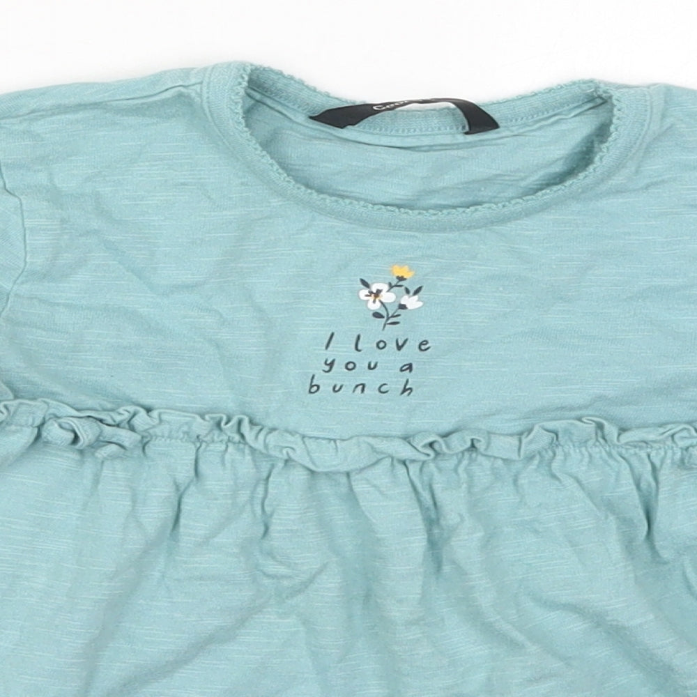 George Girls Blue  Cotton Basic T-Shirt Size 4-5 Years Crew Neck Pullover - I Love You a Bunch