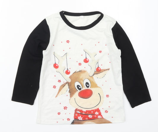 Preworn Boys Multicoloured Solid Polyester  Pyjama Top Size 6-7 Years  Pullover - Rudolph Christmas