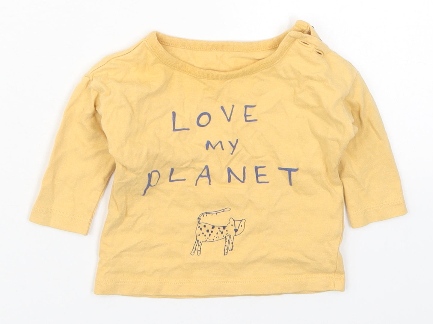 Marks and Spencer Baby Yellow  Cotton Basic T-Shirt Size 0-3 Months Crew Neck Pullover - Love My Planet