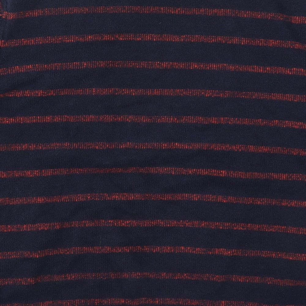 C&A Mens Blue Round Neck Striped Cotton Pullover Jumper Size XL   - Red