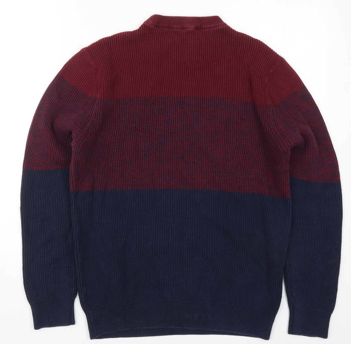 George Mens Red Round Neck Striped Cotton Pullover Jumper Size L   - Blue