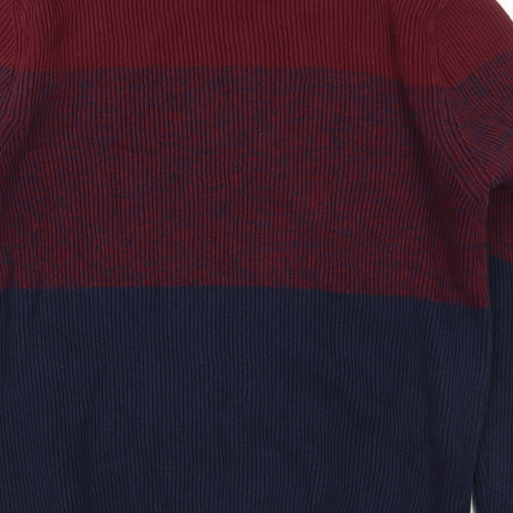 George Mens Red Round Neck Striped Cotton Pullover Jumper Size L   - Blue