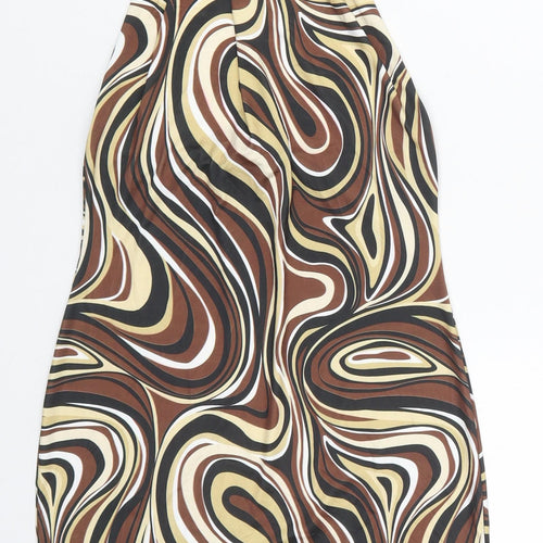 I SAW IT FIRST Womens Brown Geometric Polyester Mini  Size 6  Halter Pullover - Abstract