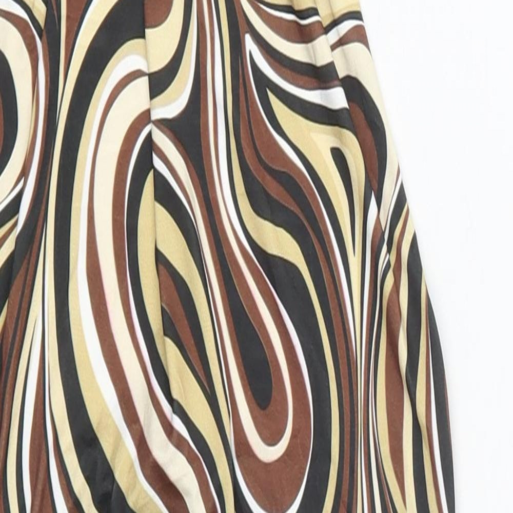I SAW IT FIRST Womens Brown Geometric Polyester Mini  Size 6  Halter Pullover - Abstract
