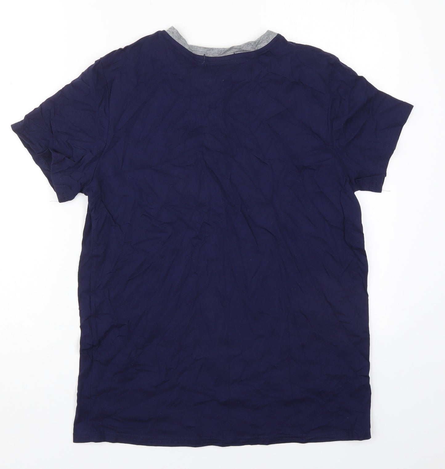 Hawiton Mens Blue  Cotton  T-Shirt Size M Henley