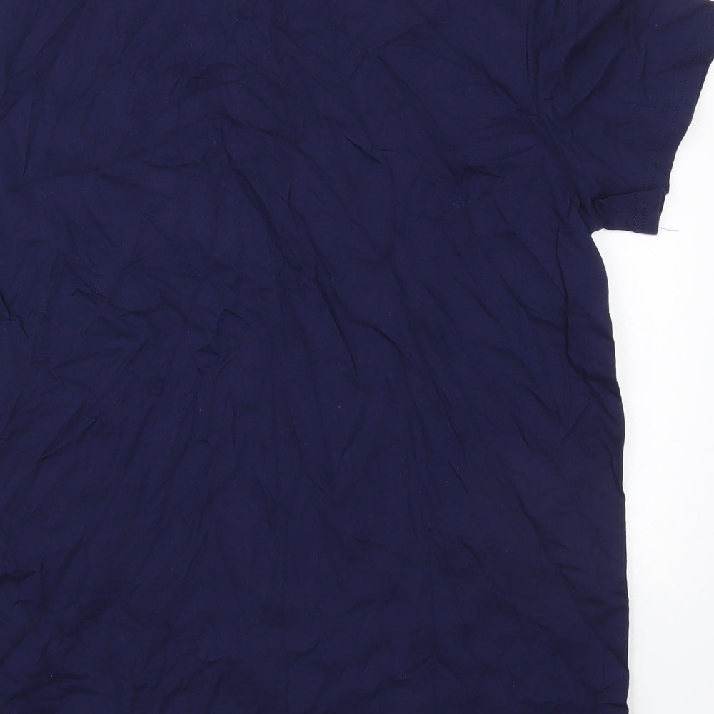 Hawiton Mens Blue  Cotton  T-Shirt Size M Henley
