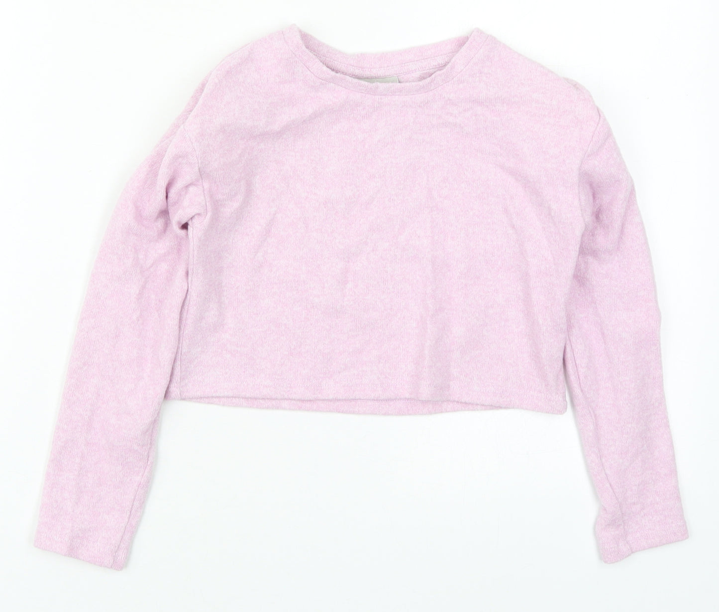 Matalan Girls Pink  Polyester Cropped T-Shirt Size 6 Years Crew Neck Pullover
