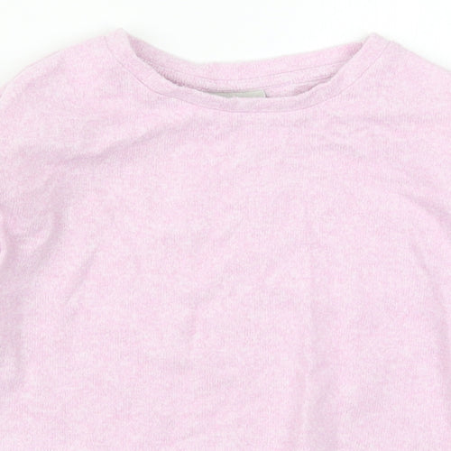 Matalan Girls Pink  Polyester Cropped T-Shirt Size 6 Years Crew Neck Pullover