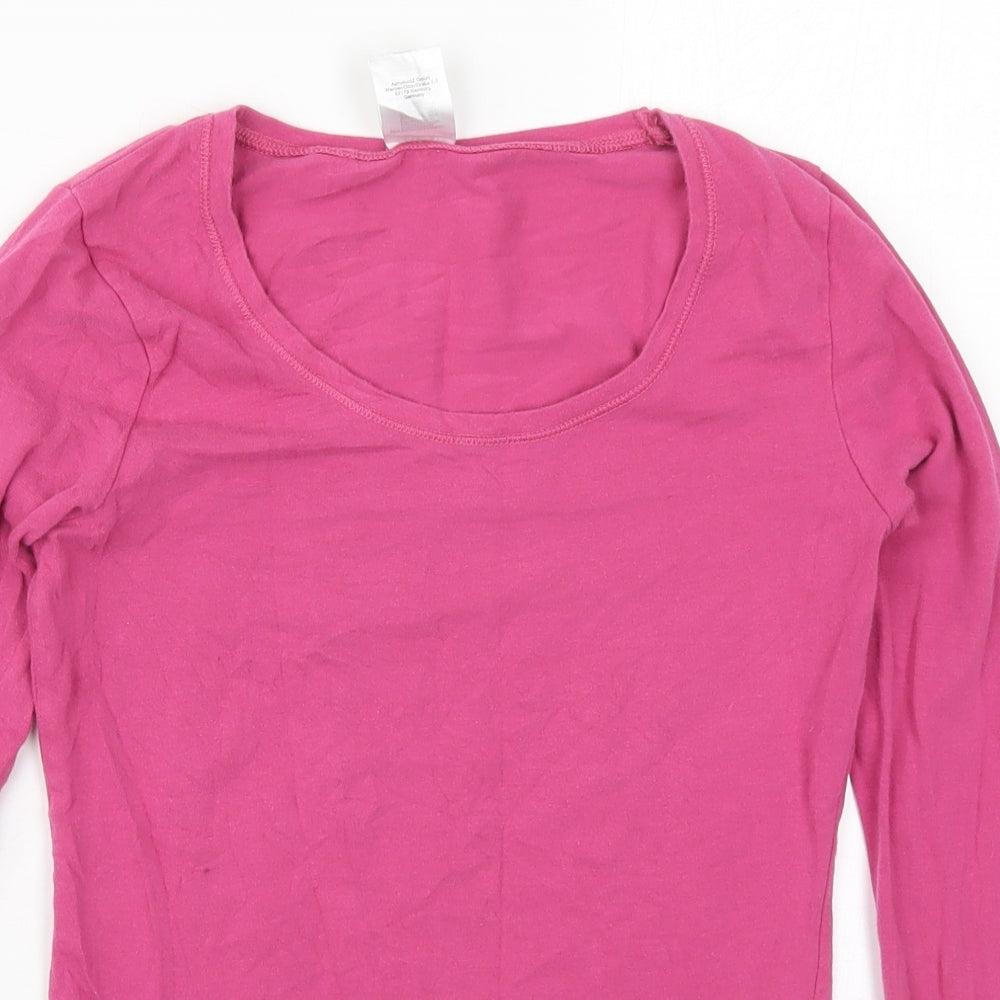 Viviance Womens Pink  Cotton Basic T-Shirt Size 6 Round Neck