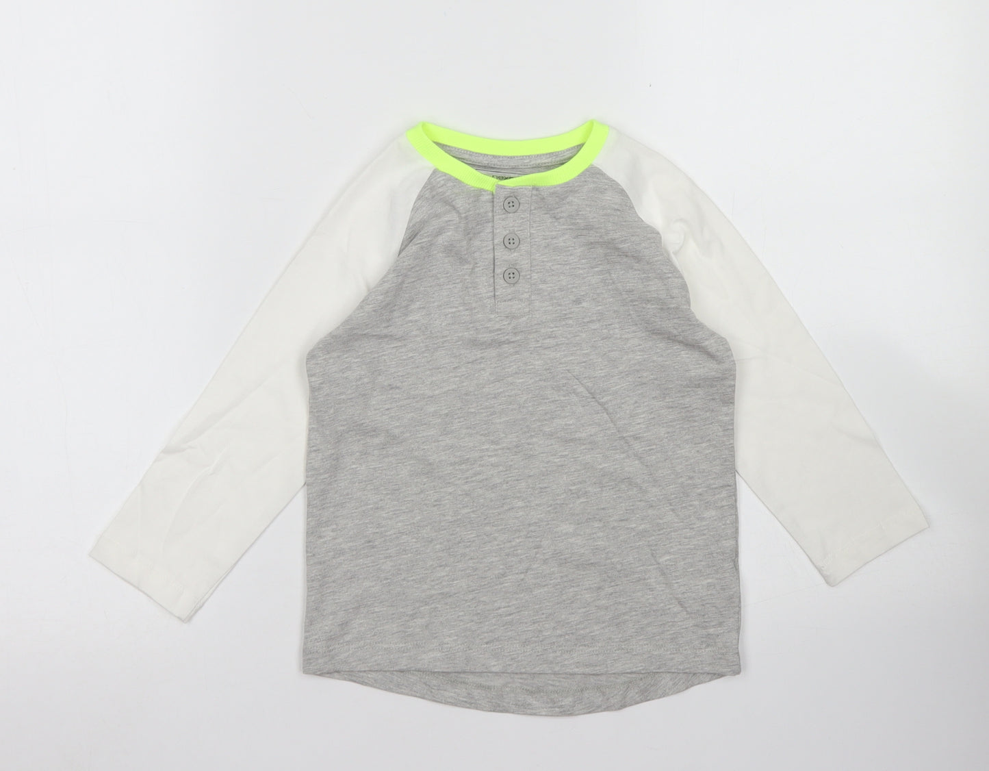 NEXT Boys Grey Colourblock Cotton Basic T-Shirt Size 2-3 Years Henley