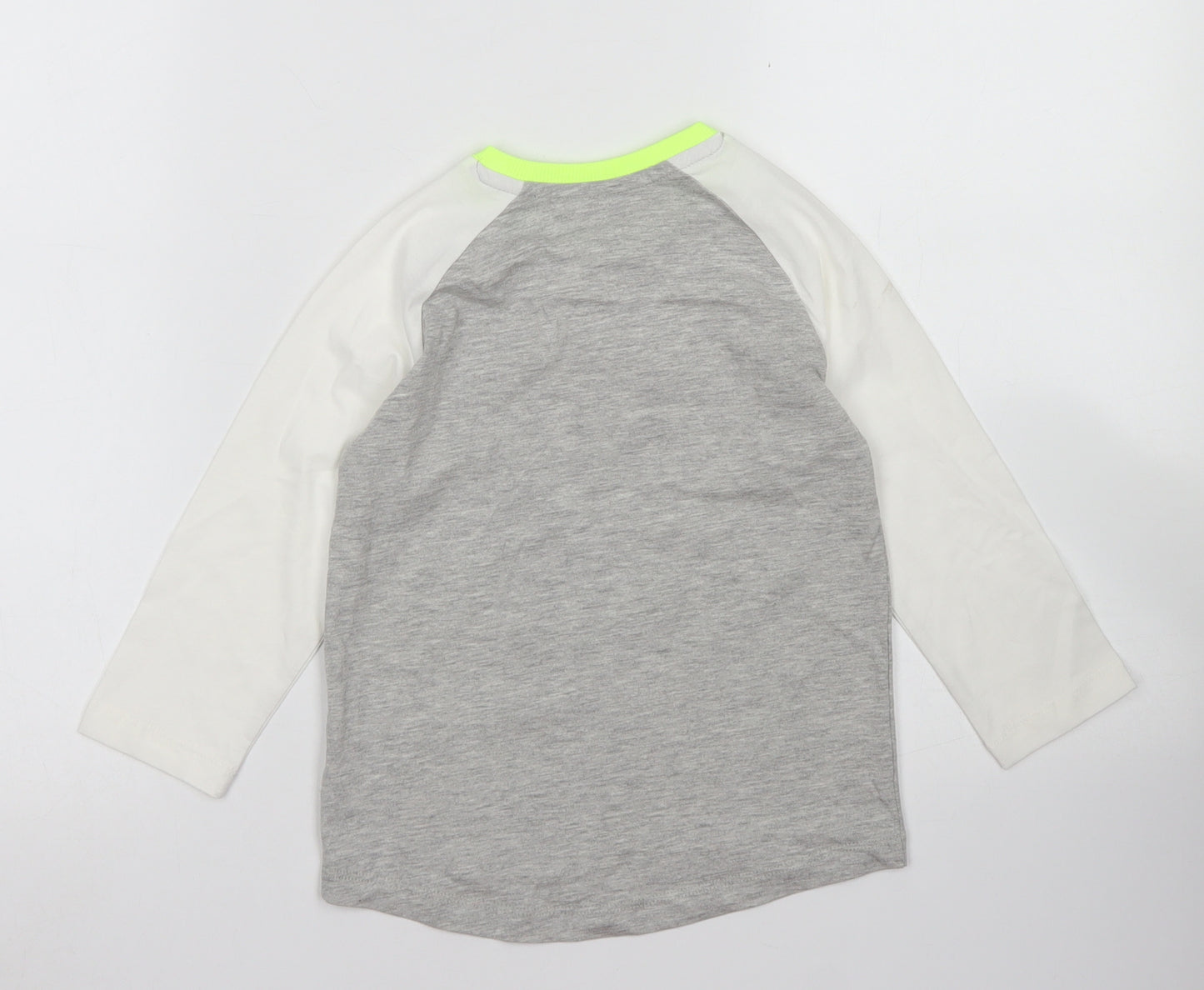 NEXT Boys Grey Colourblock Cotton Basic T-Shirt Size 2-3 Years Henley