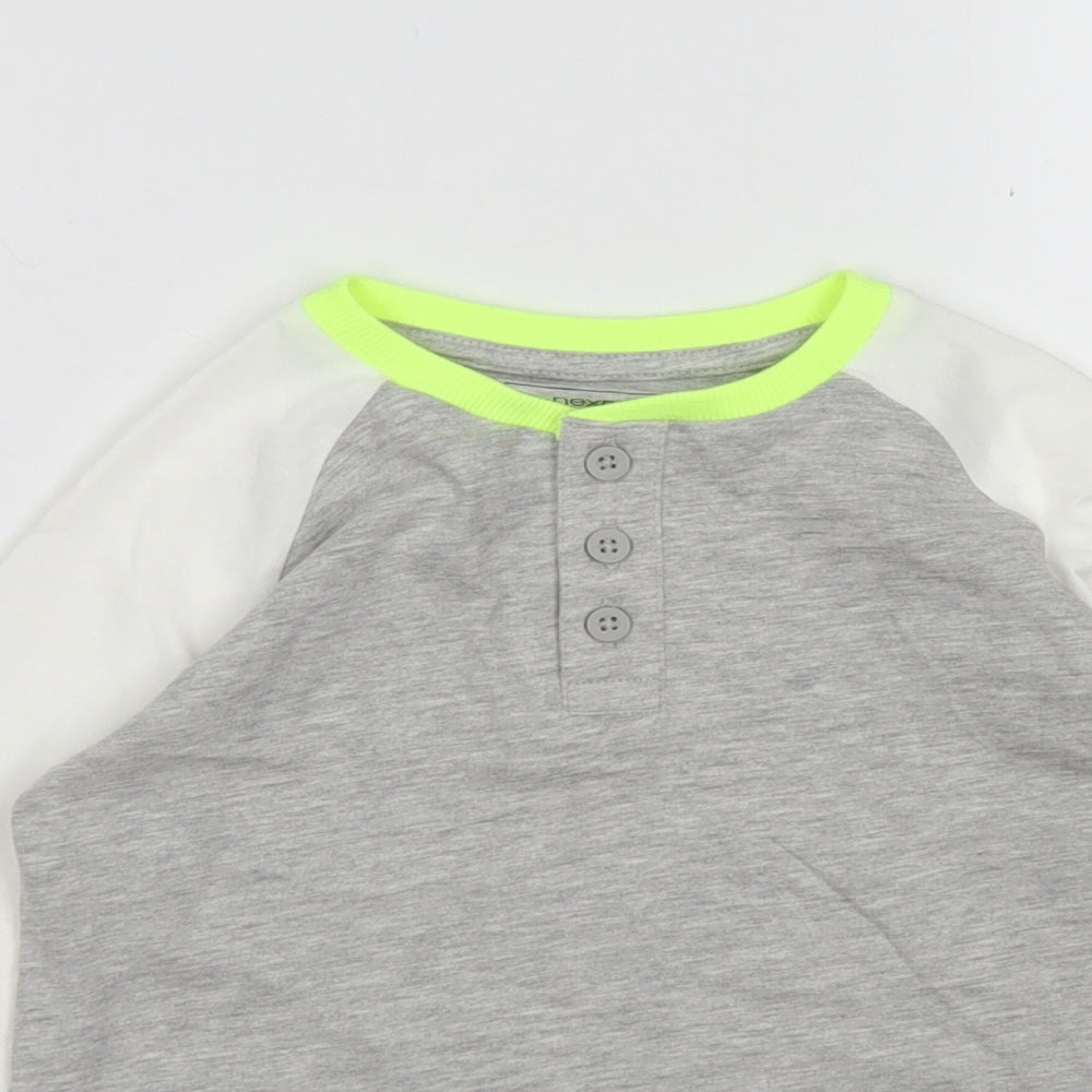 NEXT Boys Grey Colourblock Cotton Basic T-Shirt Size 2-3 Years Henley