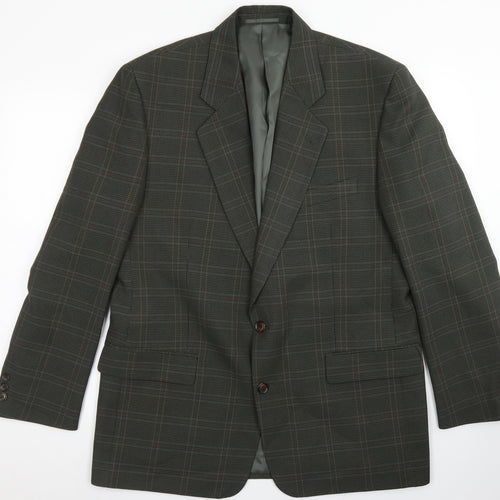 Berkertex Mens Green Plaid Polyester Jacket Blazer Size 42