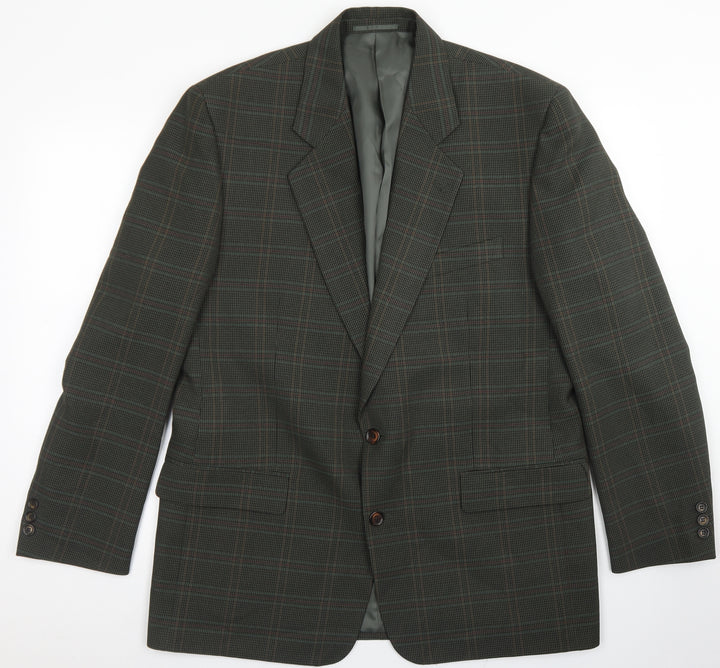 Berkertex Mens Green Plaid Polyester Jacket Blazer Size 42