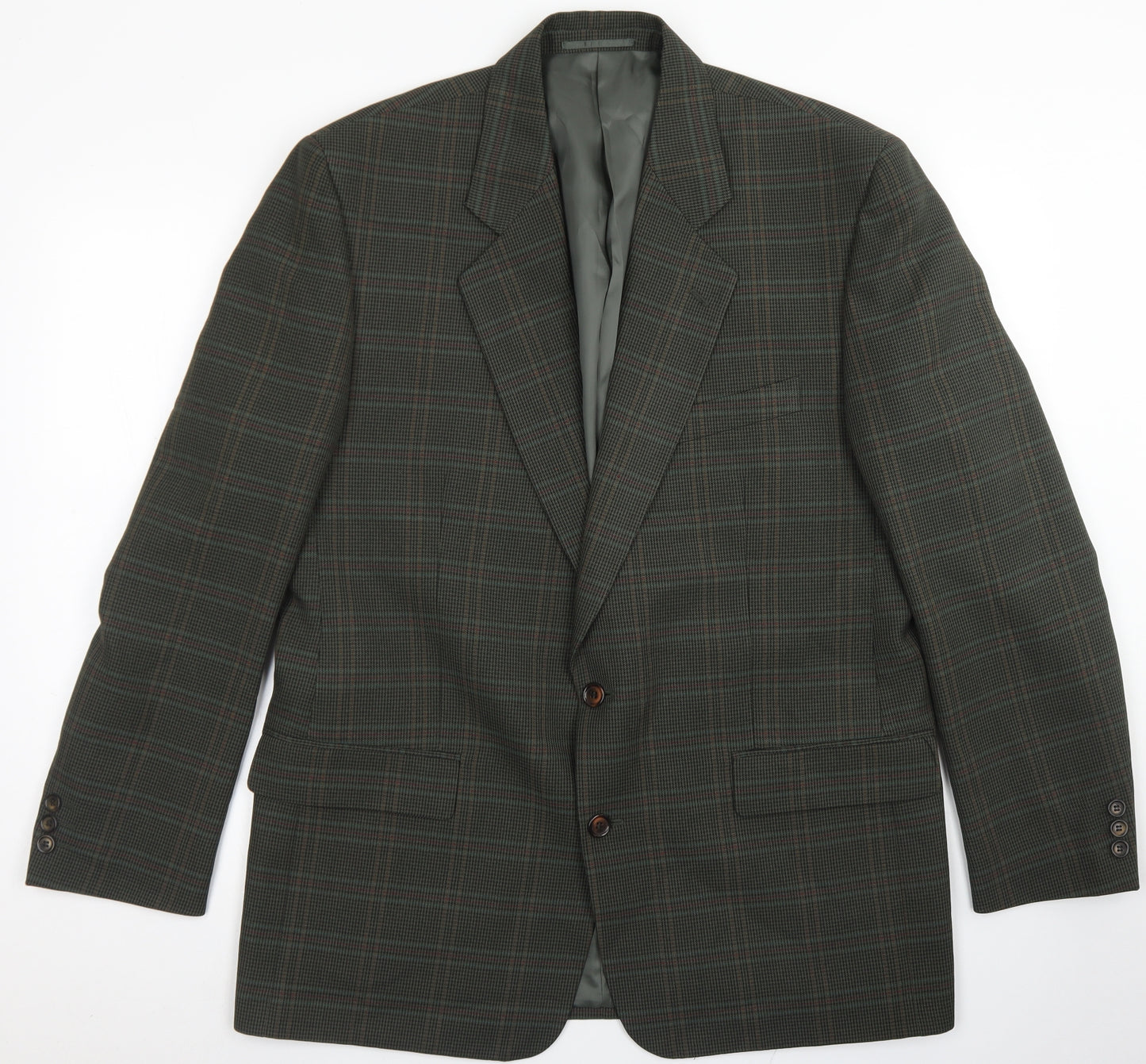 Berkertex Mens Green Plaid Polyester Jacket Blazer Size 42