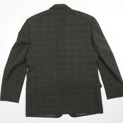 Berkertex Mens Green Plaid Polyester Jacket Blazer Size 42