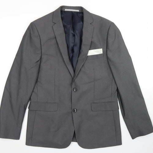 Burton Mens Grey  Polyester Jacket Blazer Size 38   - Skinny Fit