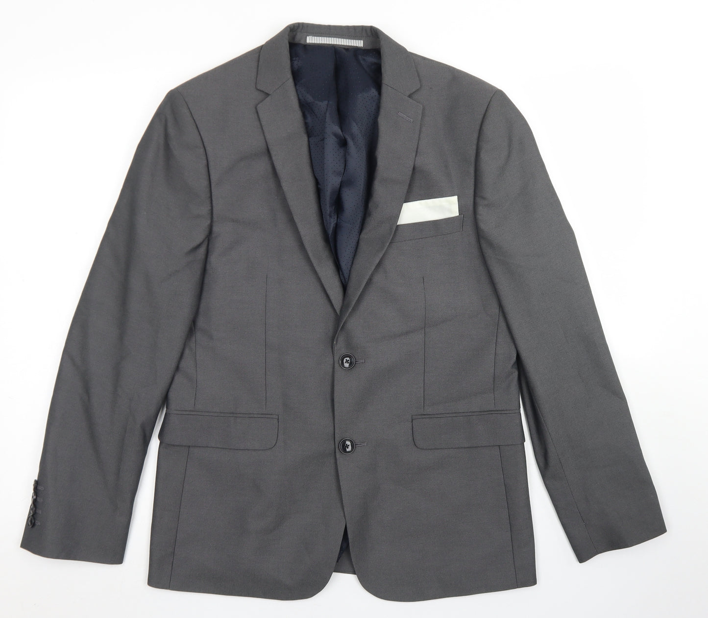 Burton Mens Grey  Polyester Jacket Blazer Size 38   - Skinny Fit