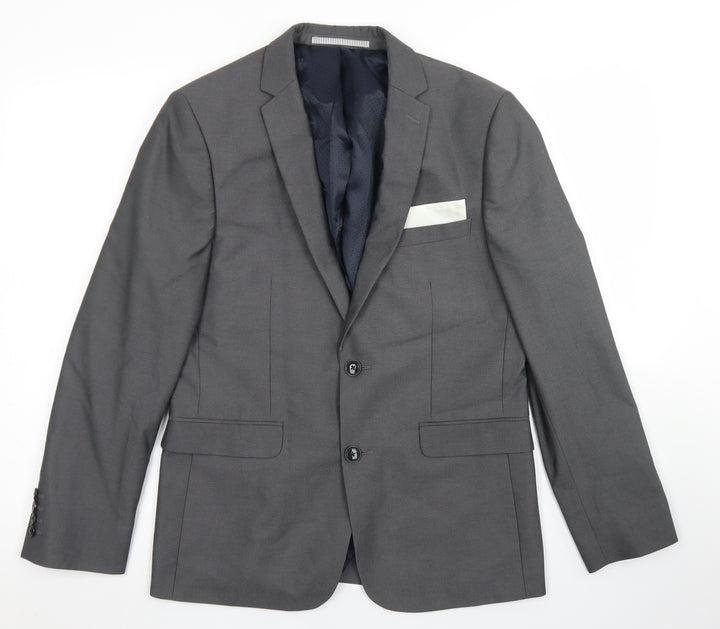 Burton Mens Grey  Polyester Jacket Blazer Size 38   - Skinny Fit