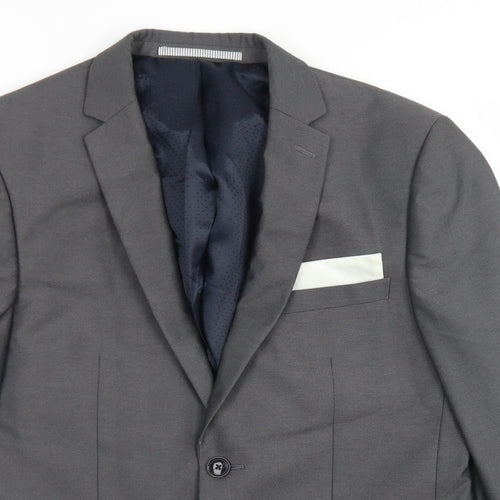 Burton Mens Grey  Polyester Jacket Blazer Size 38   - Skinny Fit