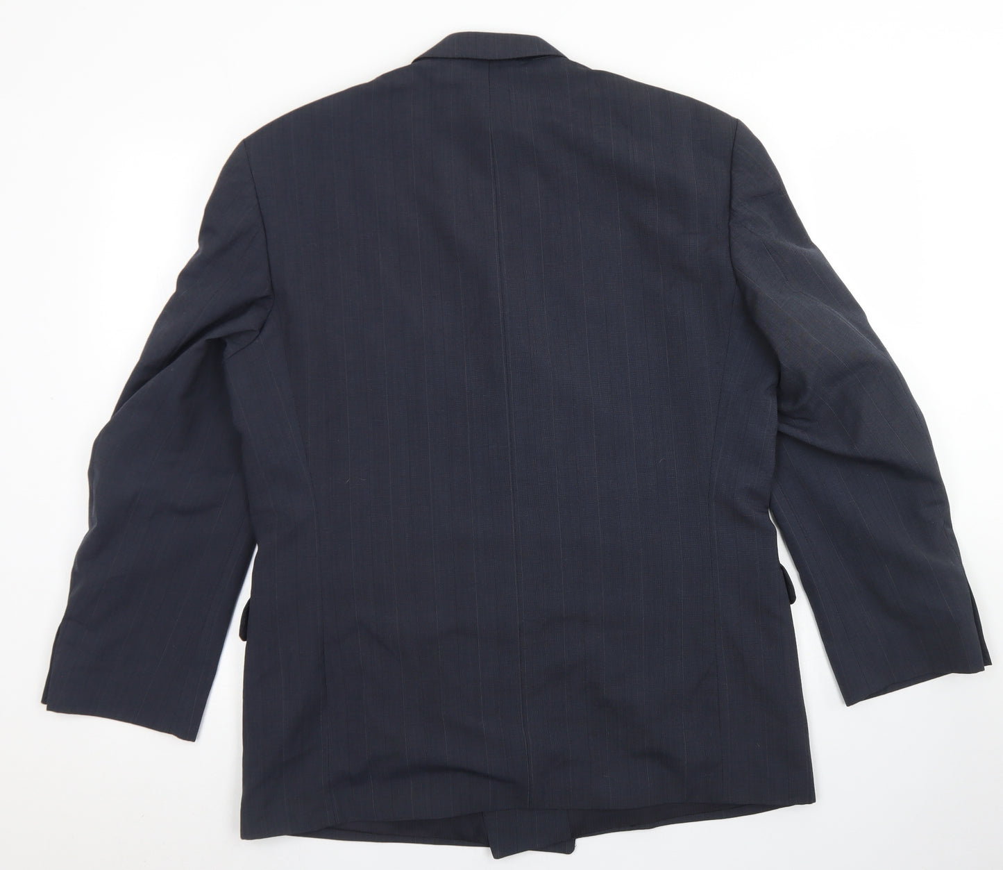 St Michael Mens Blue Striped Polyester Jacket Blazer Size 40